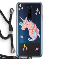 Roze eenhoorn: OnePlus 7 Pro Transparant Hoesje met koord
