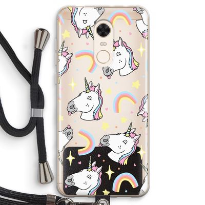 Rainbow Unicorn: Xiaomi Redmi 5 Transparant Hoesje met koord