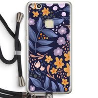 Flowers with blue leaves: Huawei Ascend P10 Lite Transparant Hoesje met koord