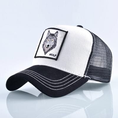 Katoenen geborduurde dierlijke Baseballcap (witte Wolf)