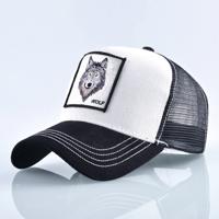 Katoenen geborduurde dierlijke Baseballcap (witte Wolf)