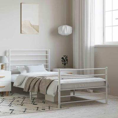 Bedframe met hoofd- en voeteneinde metaal wit 100x200 cm
