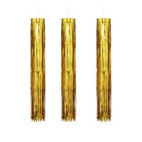 Feest hanger - 3x - L80 cm - goud - glitter - kunststof - disco/seventies - feestversiering