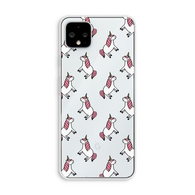 Eenhoorns overal: Pixel 4 XL Transparant Hoesje
