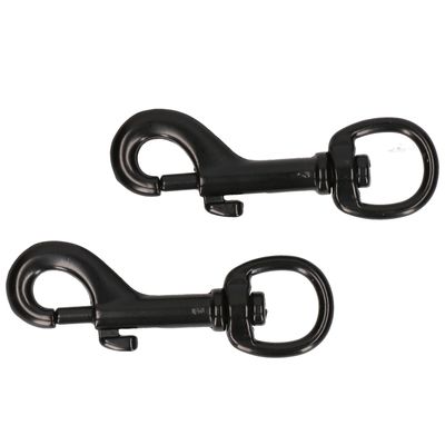 2x stuks musketonhaak / musketonhaken zwart gelakt 8,1 x 1,6 cm