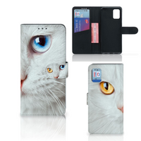 Samsung Galaxy A31 Telefoonhoesje met Pasjes Witte Kat - thumbnail