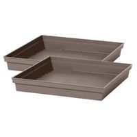 3x stuks bloempot kunststof onderschalen Toscane taupe vierkant L27 x B27 x H4 cm