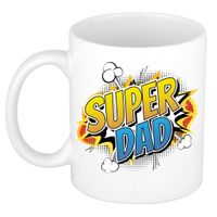 Super dad cadeau mok / beker wit - kado voor vaderdag / papa - popart / strip stijl   -