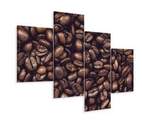 Schilderij - geroosterde koffiebonen, 4 luik, premium print - thumbnail