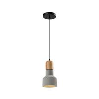 QUVIO Hanglamplangwerpig beton met hout grijs - QUV5143L-GREY