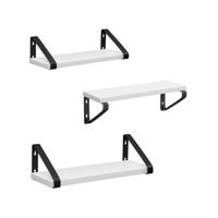 Set van 3 wandplanken in industrieel design, Wit + Zwart / Set van 3 (30/35/40 cm)