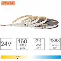 LED strip High Efficiency 3000K 5M 21 W/M 3368 lumen 24V CRI >90 Tronix 127-140