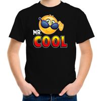 Funny emoticon t-shirt Mr.Cool zwart kids - thumbnail