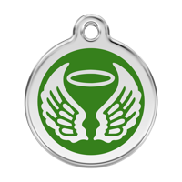 Angel Wings Green roestvrijstalen hondenpenning large/groot dia. 3,8 cm - Reddingo