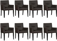 Set van 8 Donkerbruine leren landelijke eetkamerstoelen Look - Toledo Leer Caffe (donkerbruin leer)