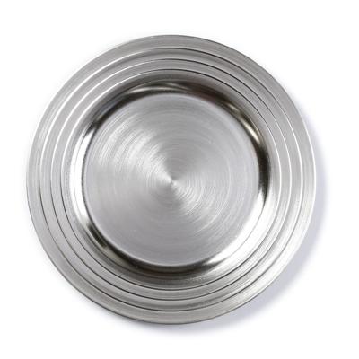 Kaarsenbord - zilver - 33 cm - rond - kunststof - plateau - onderbord voor kaarsen