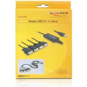 Delock 61887 Adapter USB 2.0 Type-A male > 4 x Serieel RS-232 DB9 male