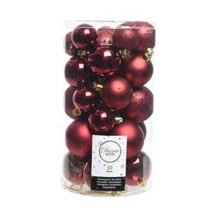 Decoris kerstballen - 30x st - donkerrood - 4-5-6 cm - kunststof - kerstversiering