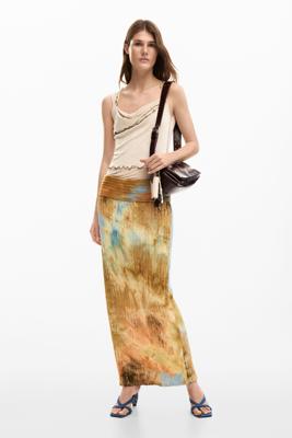 Lange rok met textuur - BROWN - L