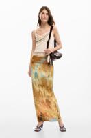 Lange rok met textuur - BROWN - L