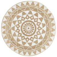 VidaXL Vloerkleed handgemaakt met witte print 120 cm jute