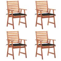 Tuinstoelen 4 st met kussens massief acaciahout