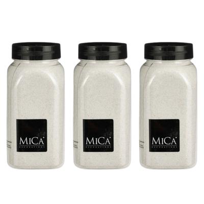 Mica Decorations decoratie zand - 3x - 1 kg - 650ml - wit - hobby zandkorrels