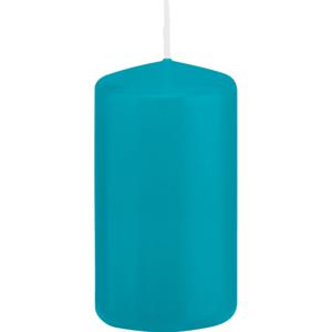 1x Turquoise blauwe cilinderkaarsen/stompkaarsen 6 x 12 cm 40 branduren
