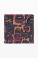 Rechthoekige sjaal met lippenmotief - BROWN - U