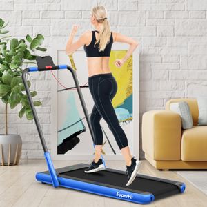2-In-1 Opvouwbare Loopband 2,25 HP Onder Bureau Loopband met APP & Afstandsbediening Telefoonhouder LED Display