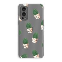 Cactusprint roze: OnePlus Nord 2 5G Transparant Hoesje