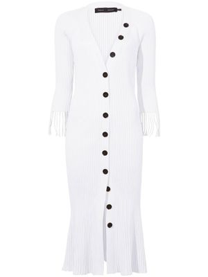 Proenza Schouler robe en maille nervurée à boutonnière - Blanc