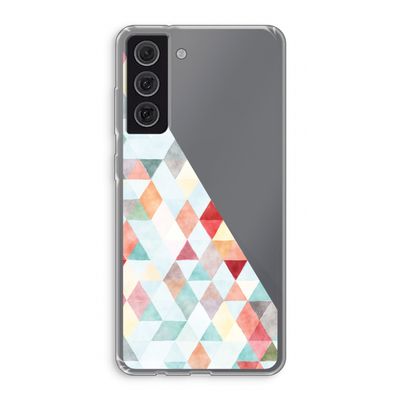 Gekleurde driehoekjes pastel: Samsung Galaxy S21 FE Transparant Hoesje