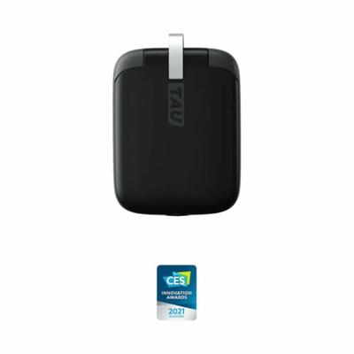TAU mini powerbank voor aan je sleutelhanger (1400 mAh) met geïntegreerde kabel - 3 in 1 sleutelbos powerbank - Zwart