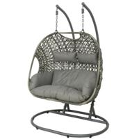(R) Egg chair hangstoel Palermo lichtgrijs 196 cm