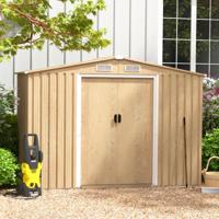 Tuinhuisje in Anti-UV Gegalvaniseerd Staal 7m³ Tuinhuisje voor Buiten met Fundering en Schuifdeur Oprit 4 Ventilatiegaten 4 Handschoenen Inbegrepen