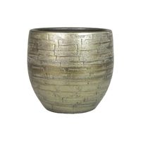 Plantenpot/bloempot keramiek glans goud stones patroon - D16/H14 cm - thumbnail