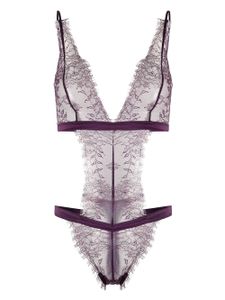 Maison Close body à empiècements en dentelle - Violet