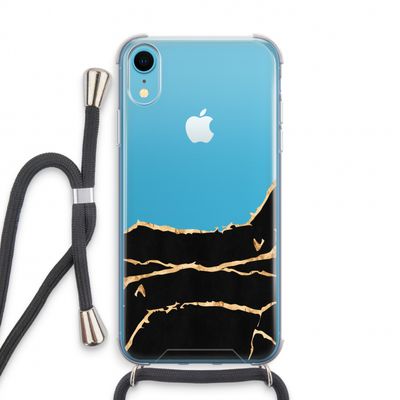 Gouden marmer: iPhone XR Transparant Hoesje met koord