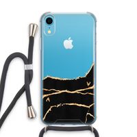 Gouden marmer: iPhone XR Transparant Hoesje met koord