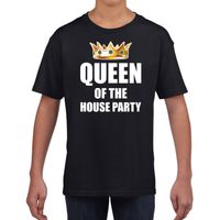 Queen of the house party t-shirts voor thuisblijvers tijdens Koningsdag zwart kinderen / meisjes XL (164-176)  -