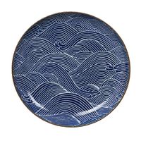 Blauw/Wit Bord Golven - Seigaiha - 21,5 x 3cm