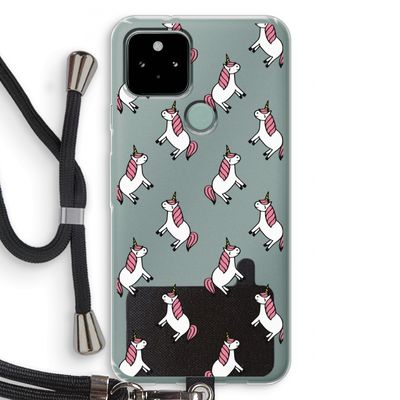 Eenhoorns overal: Pixel 5 Transparant Hoesje met koord