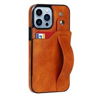 iPhone SE 2020 hoesje - Backcover - Pasjeshouder - Portemonnee - Handvat - Kunstleer - Lichtbruin - thumbnail