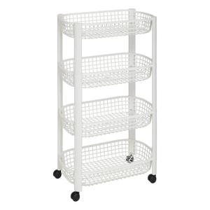 5Five Keuken/badkamer trolley 4 laags - L46 x B25 x H79 cm - wit - kunststof - met wielen