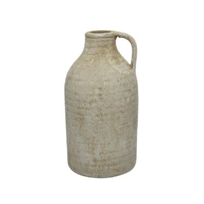 Terracotta kruik - ouderwets - cr?me - tuin decoratie - 30 cm - aardewerk - decoratief beeld