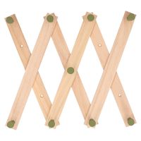 Kinderkamer deurhanger/kapstok verstelbaar - 9 groene haakjes - hout - 60 x 12 cm