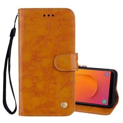 Business stijl olie Wax textuur horizontale Flip leergeval met houder & kaartsleuven & portemonnee voor Galaxy J8 (2018) (EU versie) (bruin)