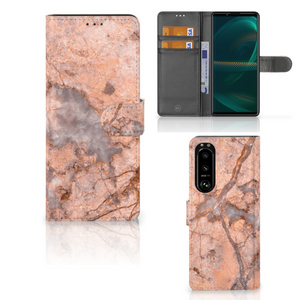 Sony Xperia 5III Bookcase Marmer Oranje