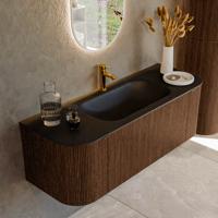 Badmeubel Mondiaz Kurve | 130 cm | Meubelkleur Walnut | Wastafelkleur Urban | Midden spoelbak | 1 kraangat